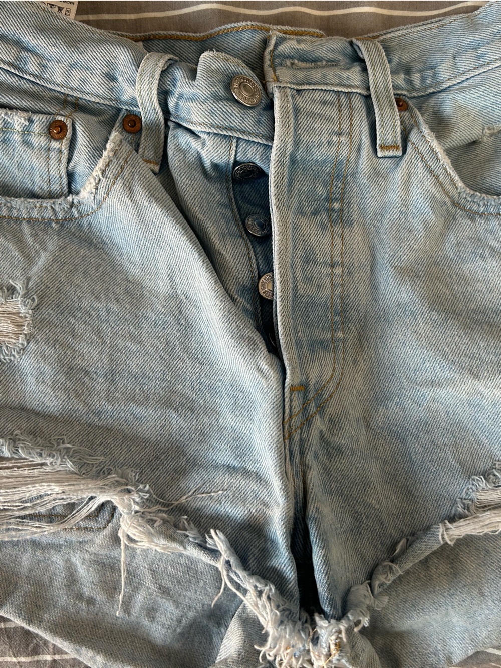 Levi's Light Blue Distressed Jean Shorts